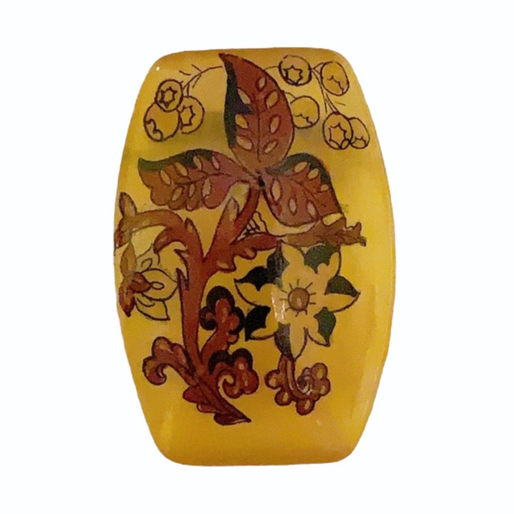 Vintage 70โs yellow red floral brooch pin